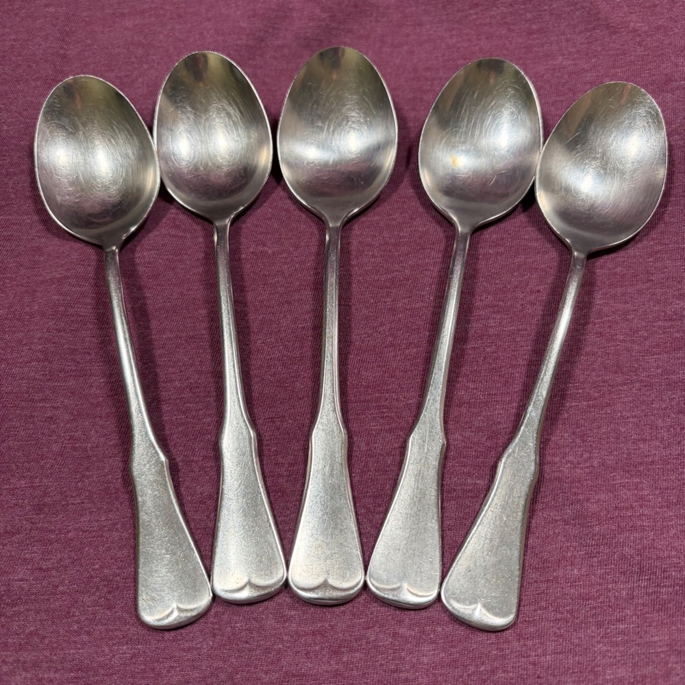Vintage Oneida Patrick Henry Stainless Soup Spoons Set of 5 Replacement 6.8"